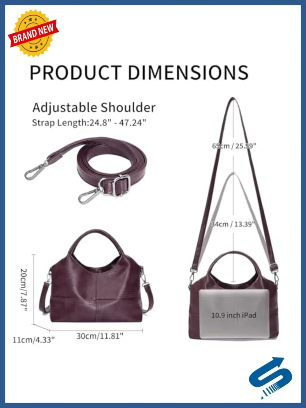 Women's Soft Vegan Leather Hobo Handbag Crossbody Tote Satchel with Top Handle